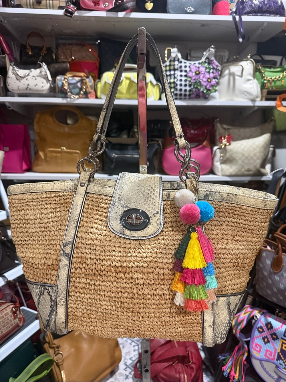 Coach Tan and Cream Classic Tote Bag